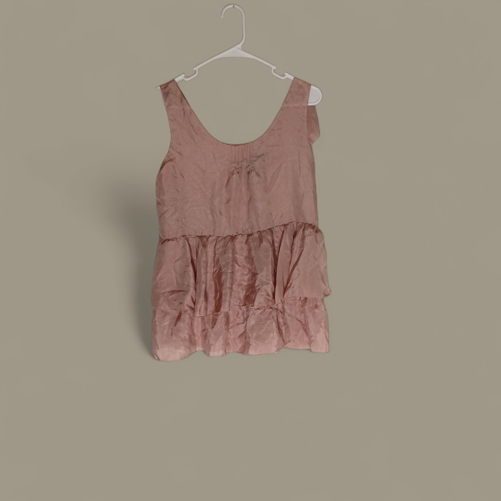 Vera Wang Lavender Label 100% Silk Blush Tiered Ruffled Top size 0/34
